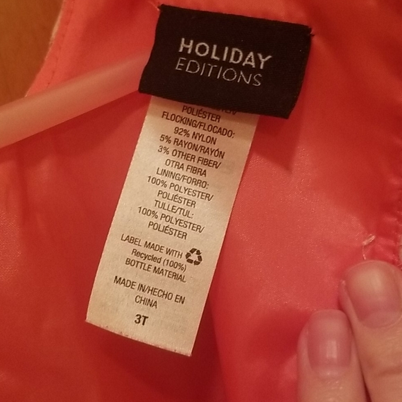 Peach polka dot fancy toddler dress (3T) - Picture 6 of 8